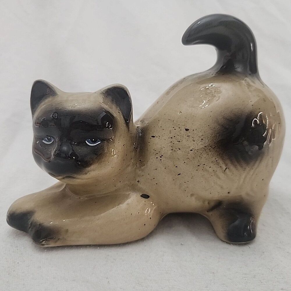 Statue Ceramic Siamese Cat MCS Brazil Hand Crafted Collectibles 431981 Vintage